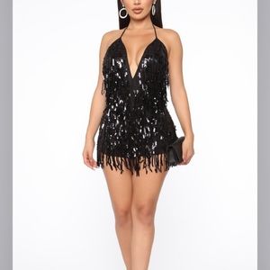 Sparks Fly Black Sequin Romper